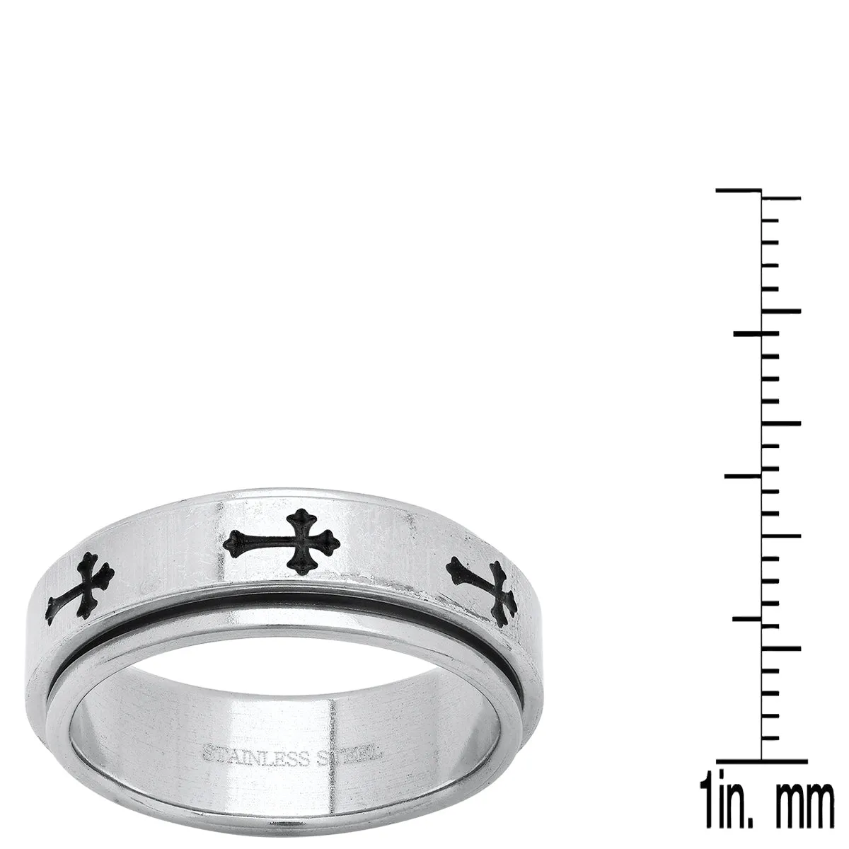Stainless Steel Spinner Ring With Black Ip Crosses Accents sold by Zulily product image thumbnail 3