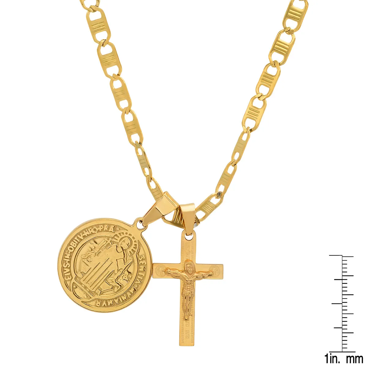18K Gold Plated Stainless Steel St. Benedict And Cross Pendant sold by Zulily product image thumbnail 3