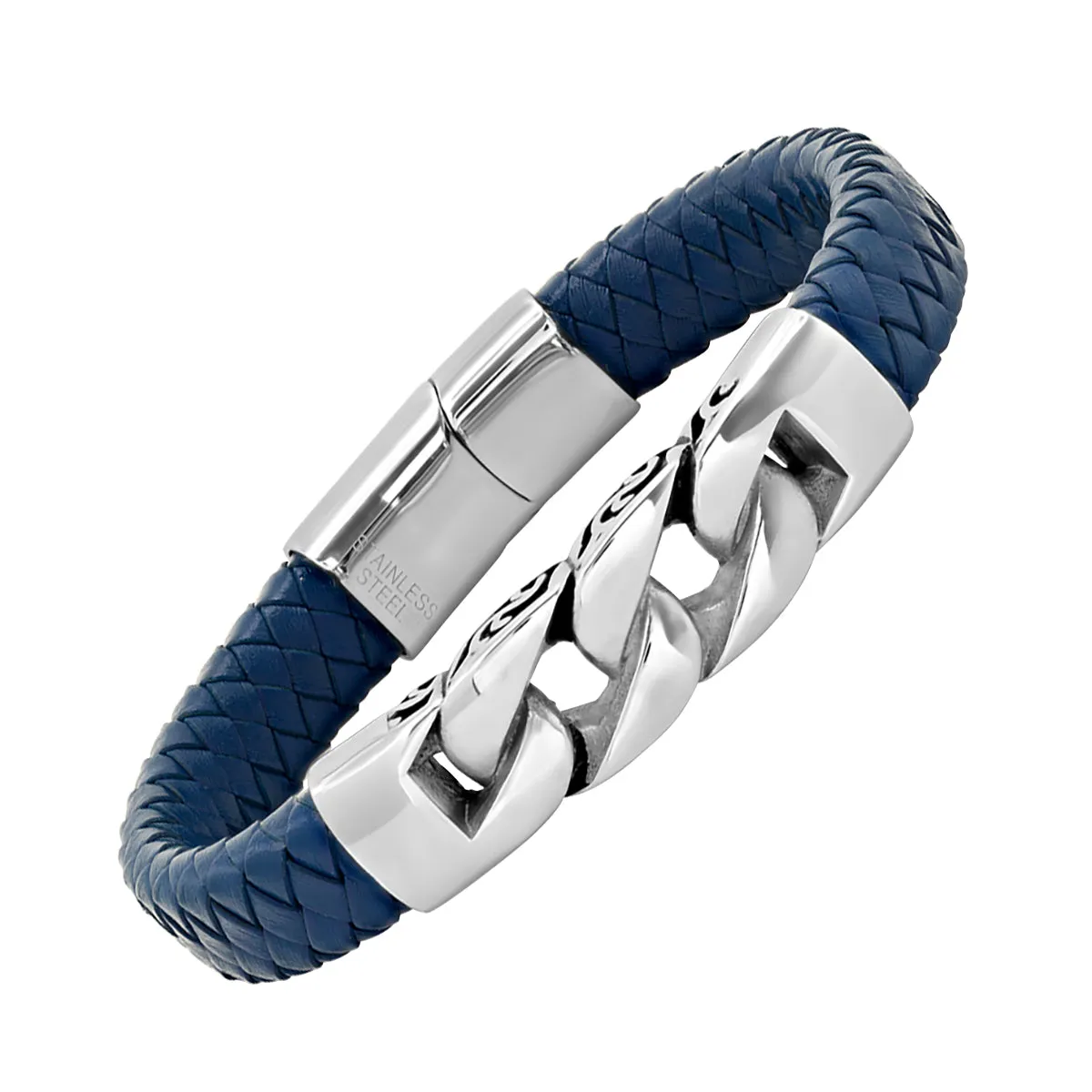 Blue Braided Leather Chain Bracelet sold by Zulily
