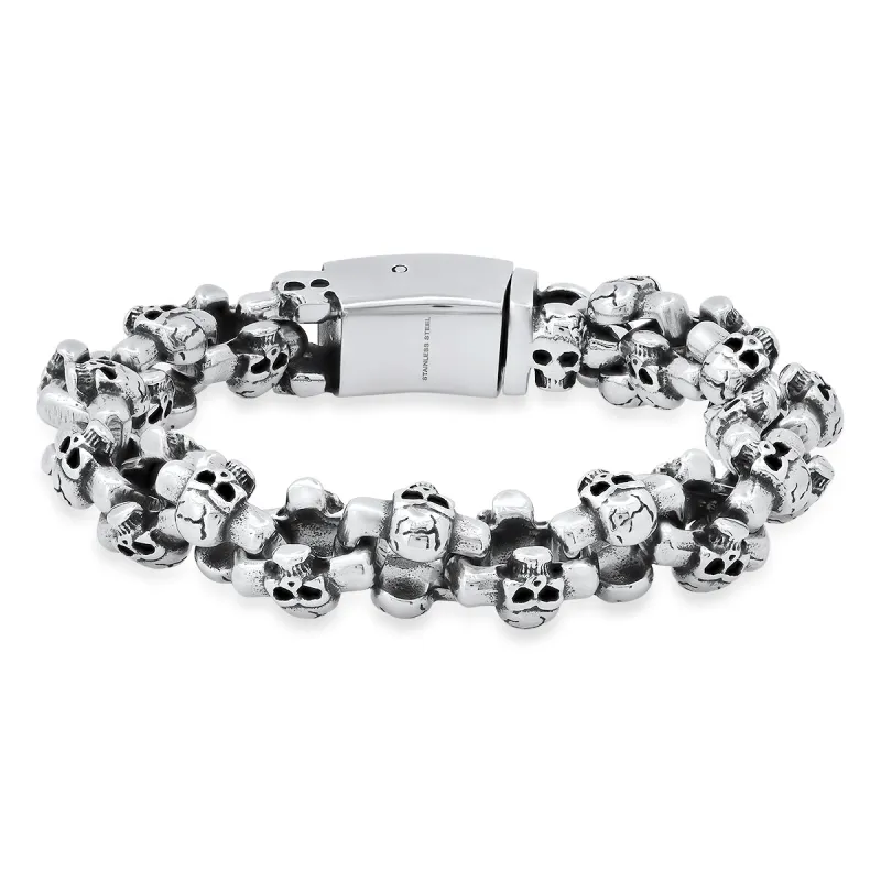 Skull Link Stainless Steel Bracelet made by Zulily