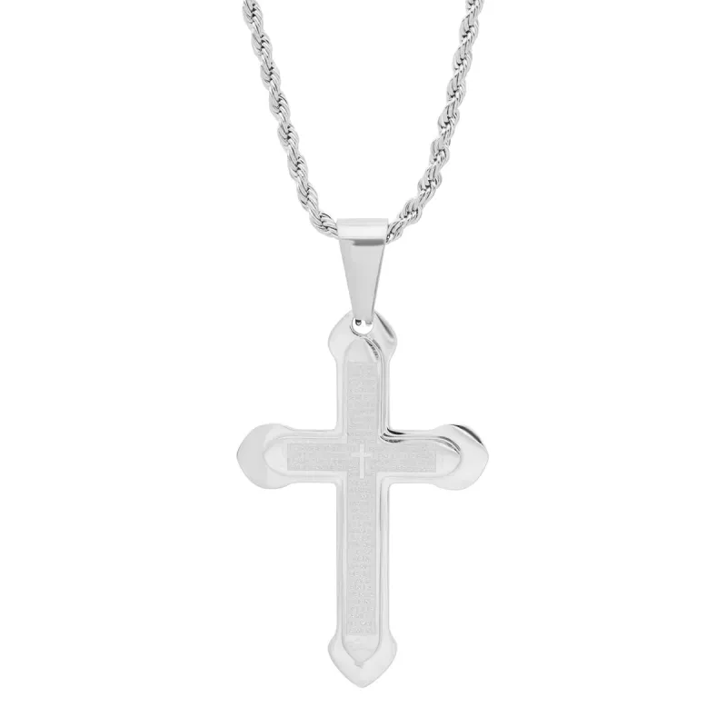 Stainless Steel Padre Nuestro Spanish Prayer Cross Pendant made by Zulily