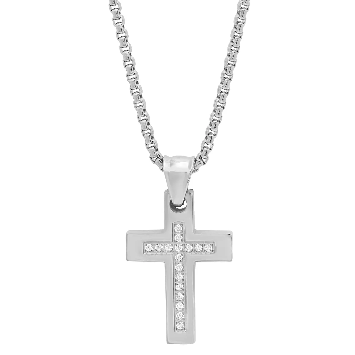 Stainless Steel Simulated Diamond Cross Pendant sold by Zulily