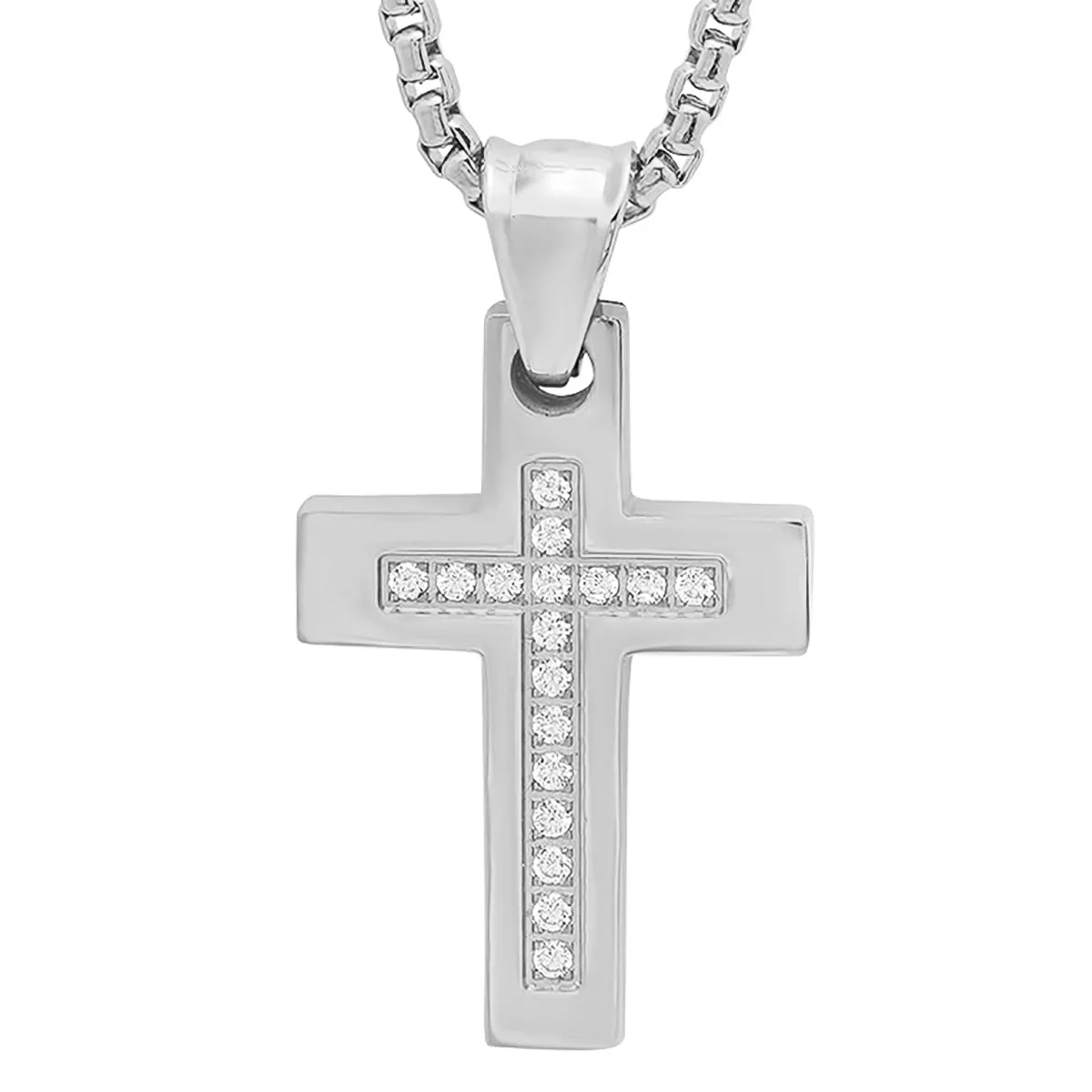 Stainless Steel Simulated Diamond Cross Pendant sold by Zulily product image thumbnail 2