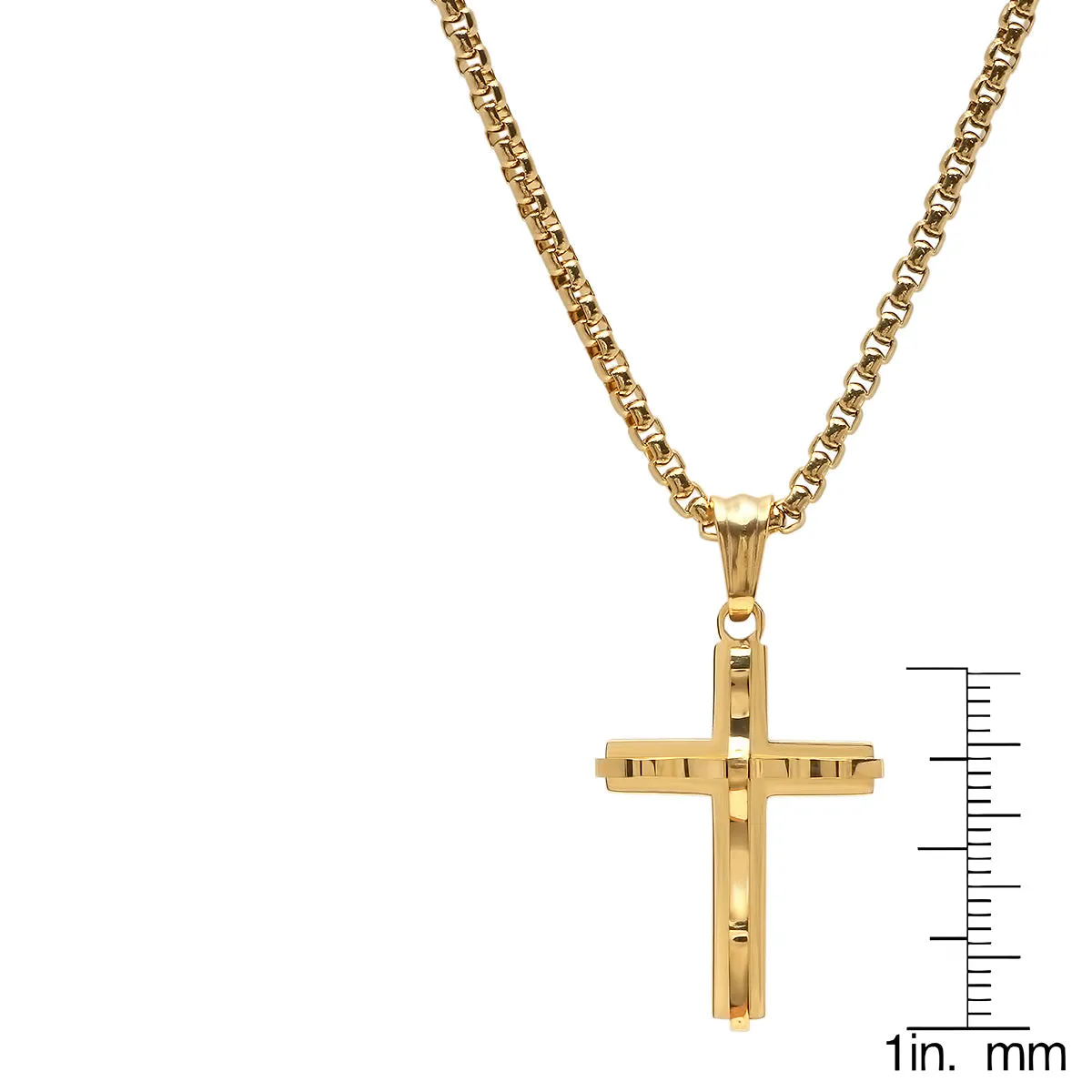 18K Gold Plated Stainless Steel Double Layer Ridged Cross Pendant sold by Zulily product image thumbnail 3
