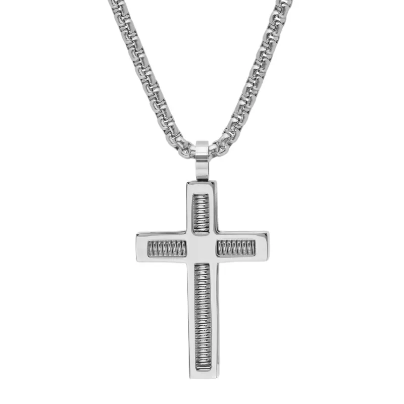 Stainless Steel Spring Inlay Cross Pendant made by Zulily
