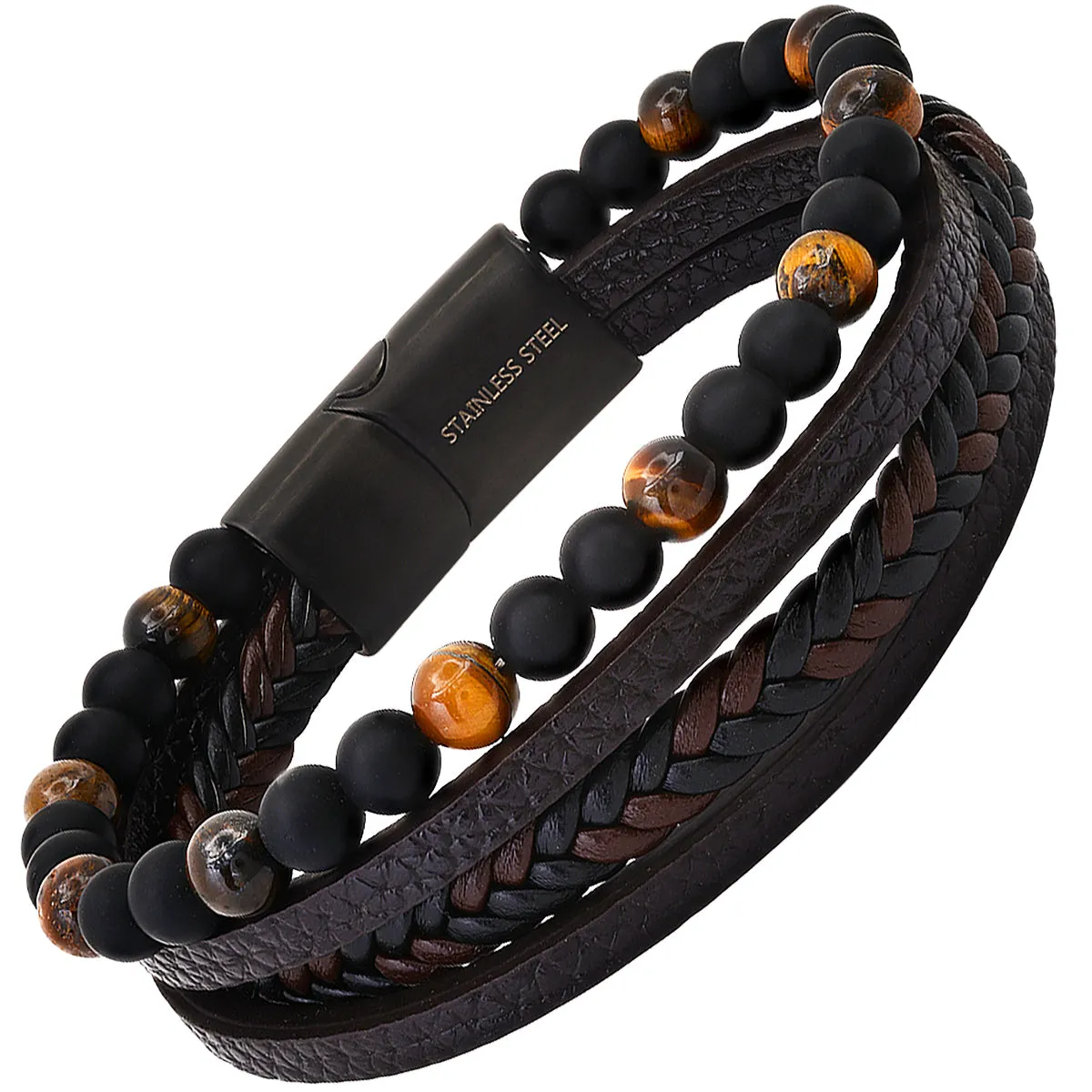 Braided Leather & Tiger Eye Beaded Bracelet sold by Zulily product image thumbnail 3
