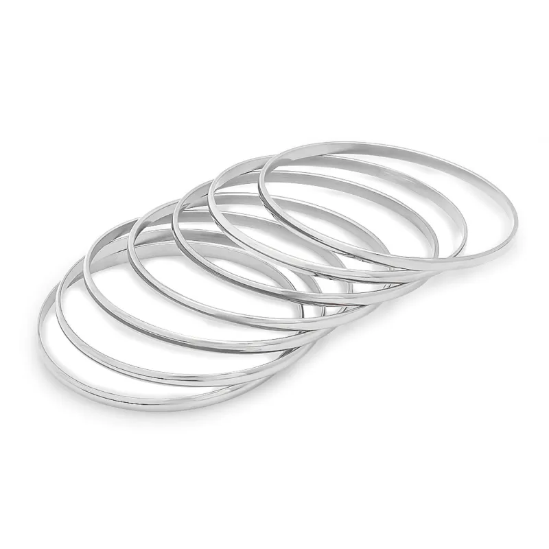 Classic Silver Bangle Bracelet Set made by Zulily