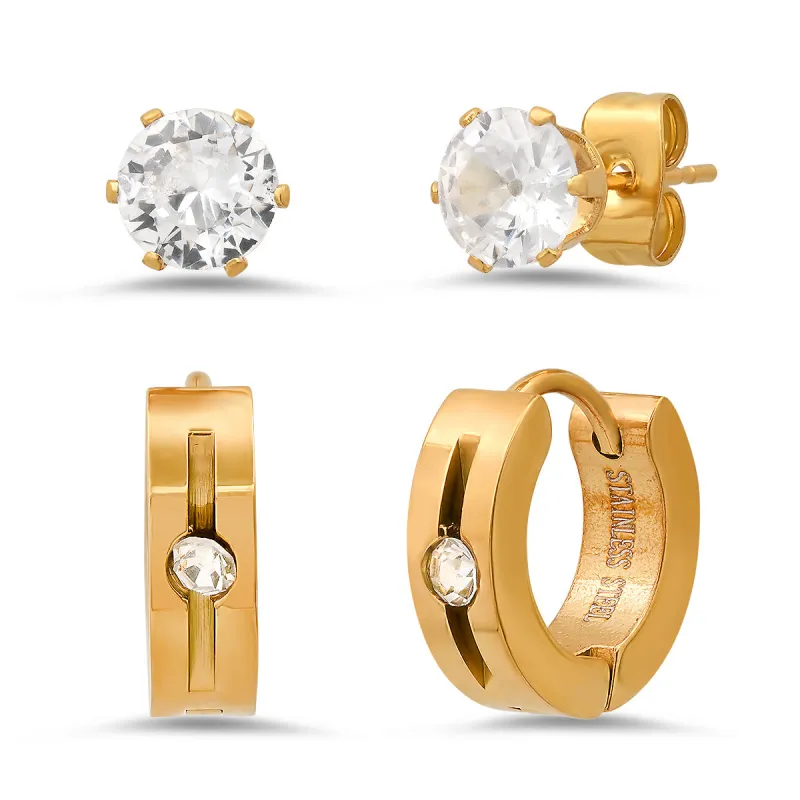 CZ Stud & Huggie Hoop Earring Set made by Zulily