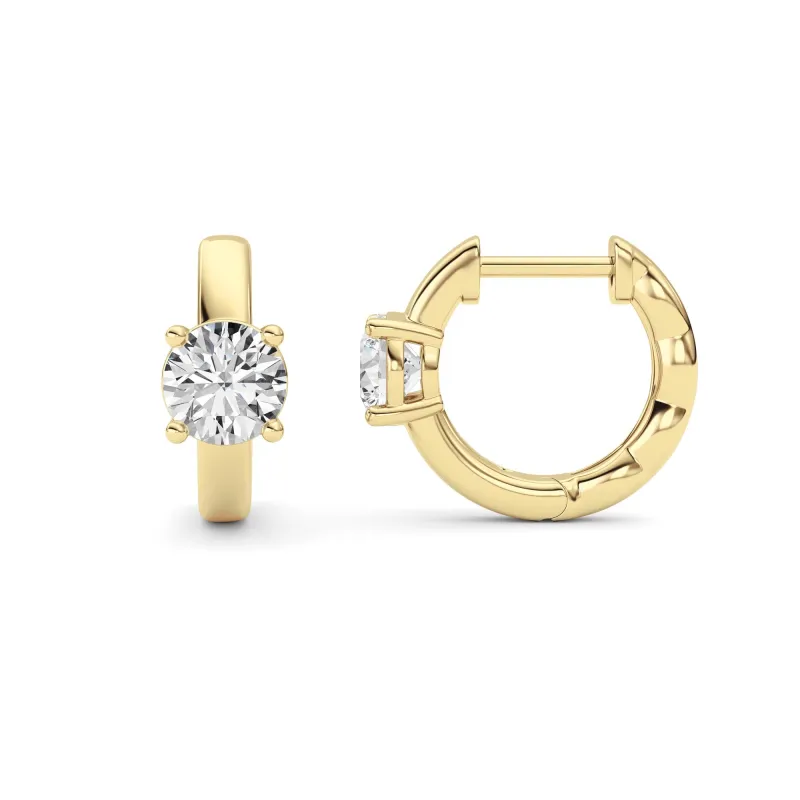 Round Shaped Lab Grown Diamond (F/VS ) Huggie Earrings in 14K Gold made by Zulily