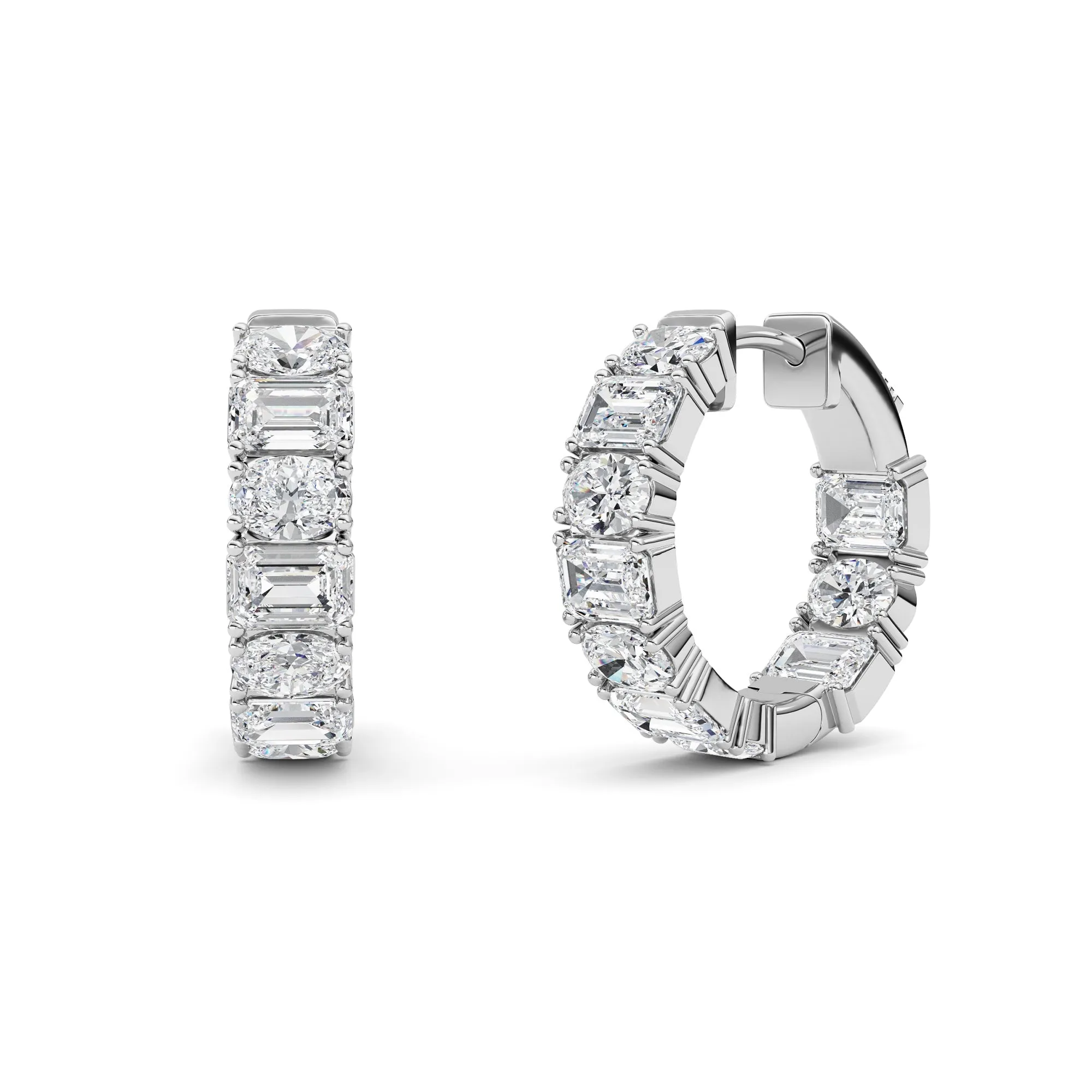 5Cttw Emerald Shaped Lab Grown Diamond (F/VS )Inside Out Hoop Earrings in 14K Gold sold by Zulily product image thumbnail 3