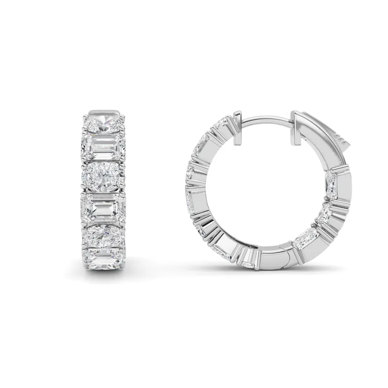 5Cttw Emerald Shaped Lab Grown Diamond (F/VS )Inside Out Hoop Earrings in 14K Gold made by Zulily