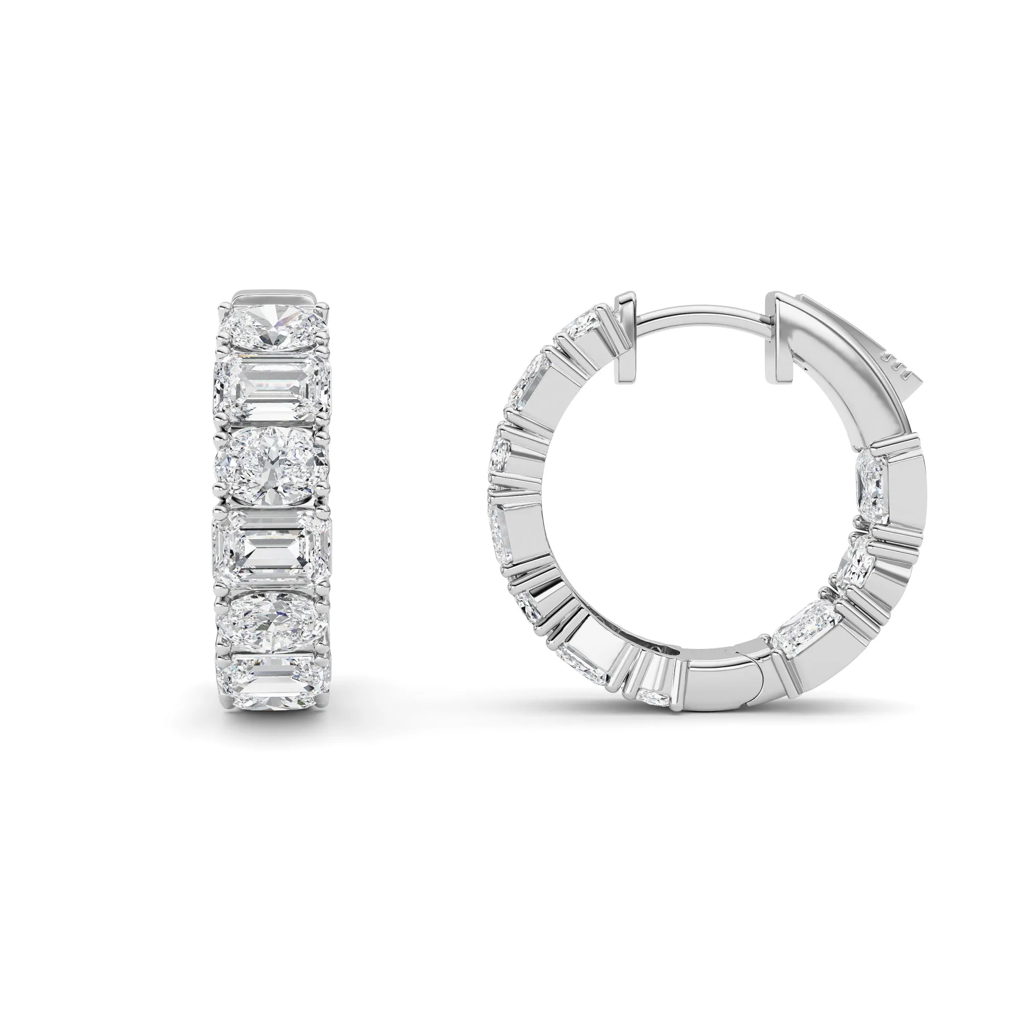5Cttw Emerald Shaped Lab Grown Diamond (F/VS )Inside Out Hoop Earrings in 14K Gold sold by Zulily