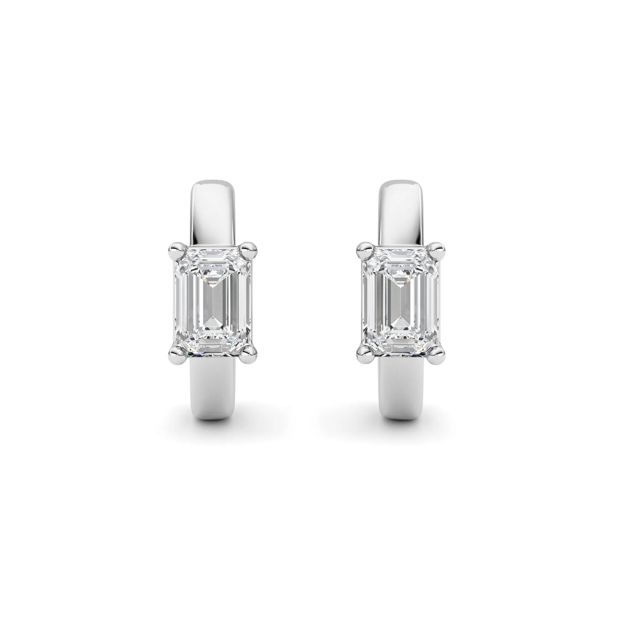 Emerald Shaped Lab Grown Diamond (F/VS ) Huggie Earrings in 14K Gold sold by Zulily product image thumbnail 4
