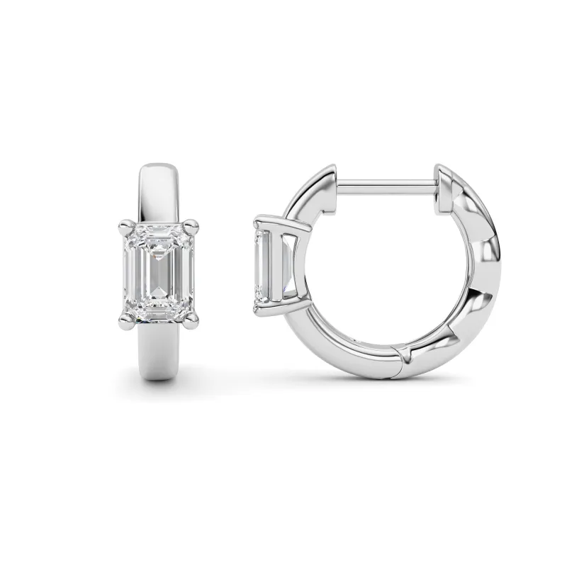 Emerald Shaped Lab Grown Diamond (F/VS ) Huggie Earrings in 14K Gold made by Zulily