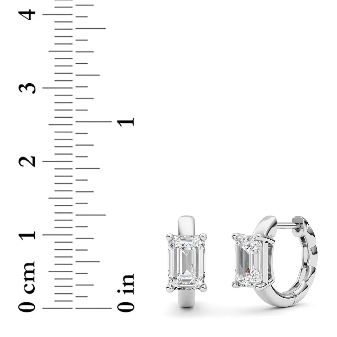 Emerald Shaped Lab Grown Diamond (F/VS ) Huggie Earrings in 14K Gold sold by Zulily product image thumbnail 5