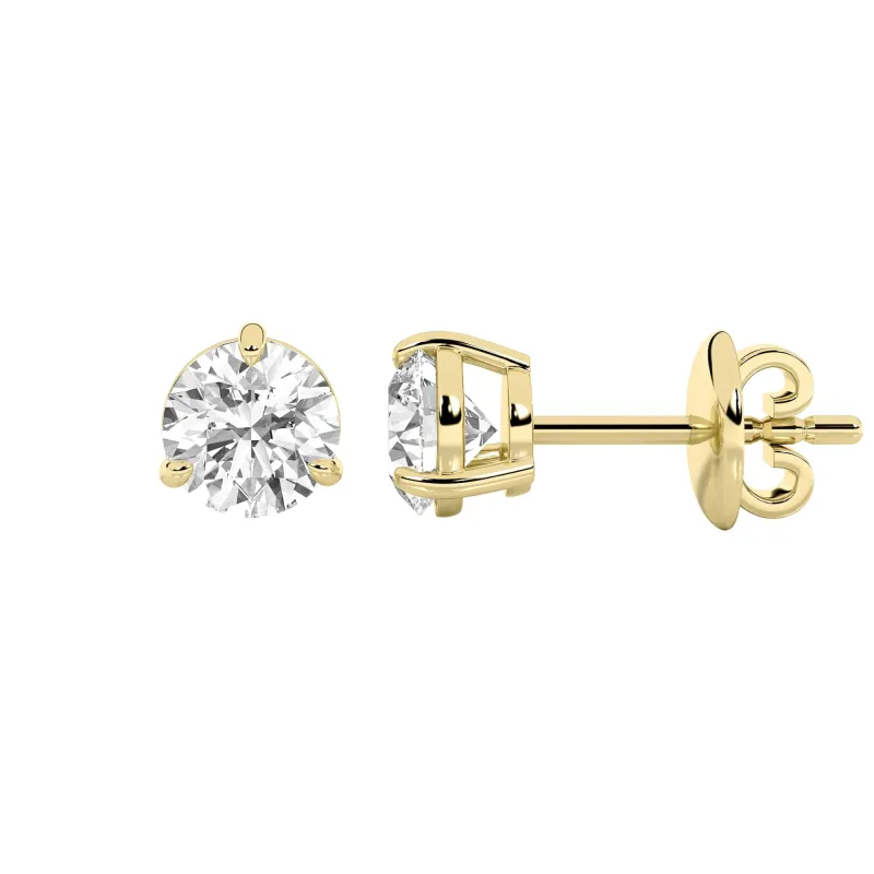 Round Shaped Lab Grown Diamond (F/VS) Classic Basket Set Stud Earrings in 14K Gold made by Zulily