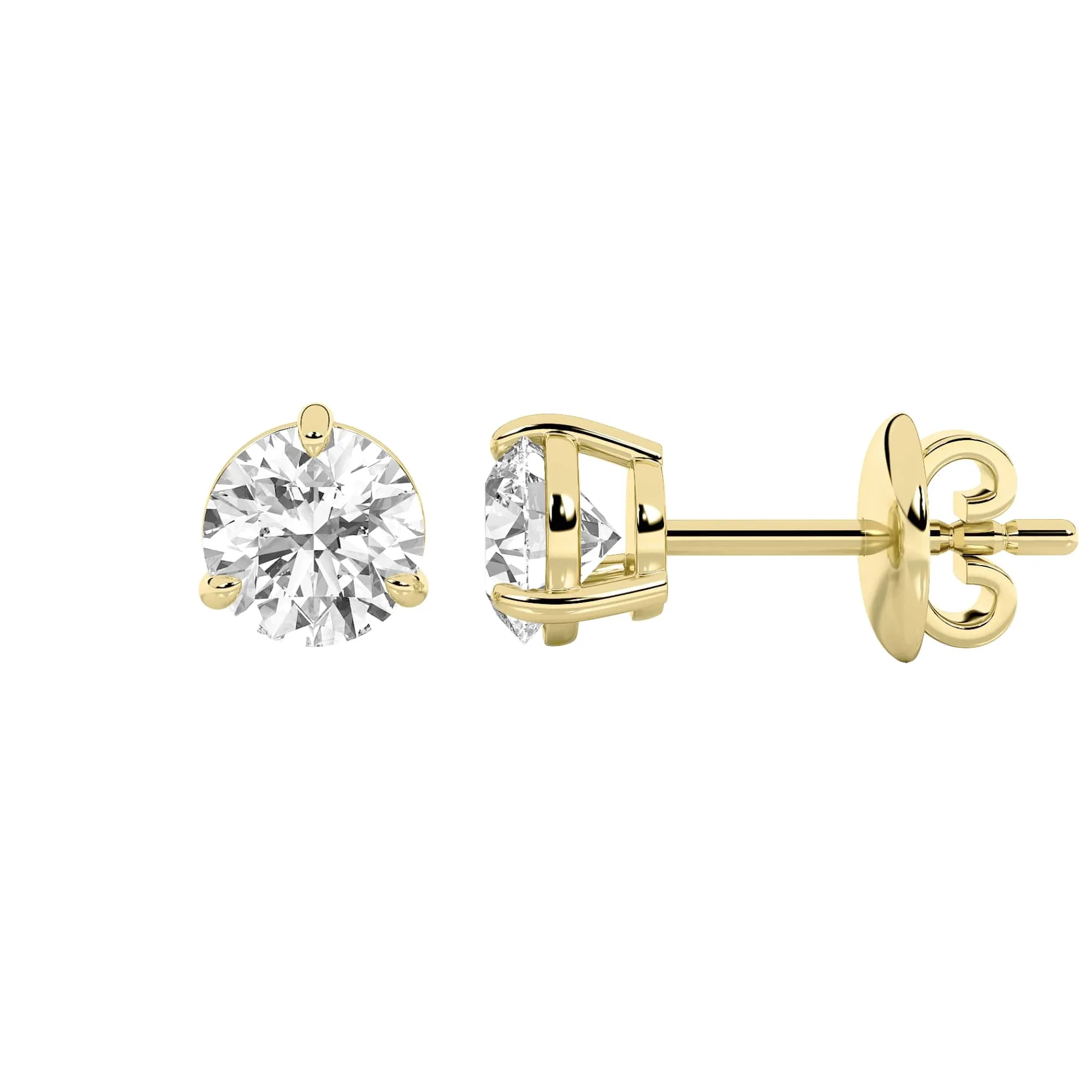 Round Shaped Lab Grown Diamond (F/VS) Classic Basket Set Stud Earrings in 14K Gold sold by Zulily