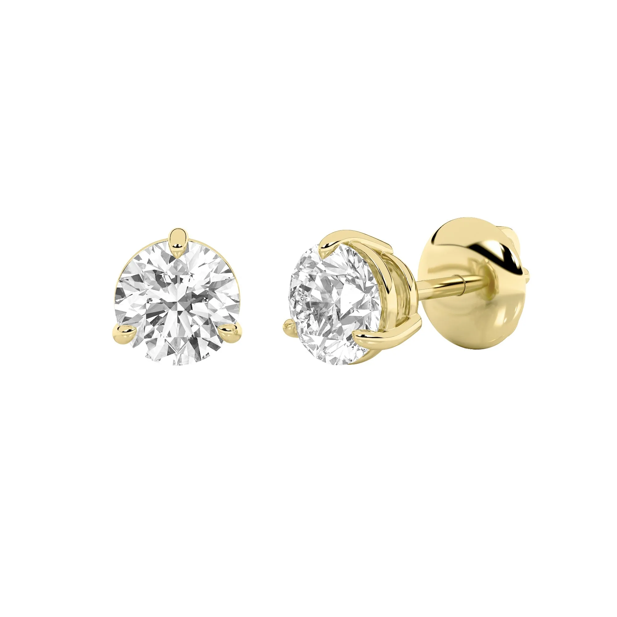 Round Shaped Lab Grown Diamond (F/VS) Classic Basket Set Stud Earrings in 14K Gold sold by Zulily product image thumbnail 5