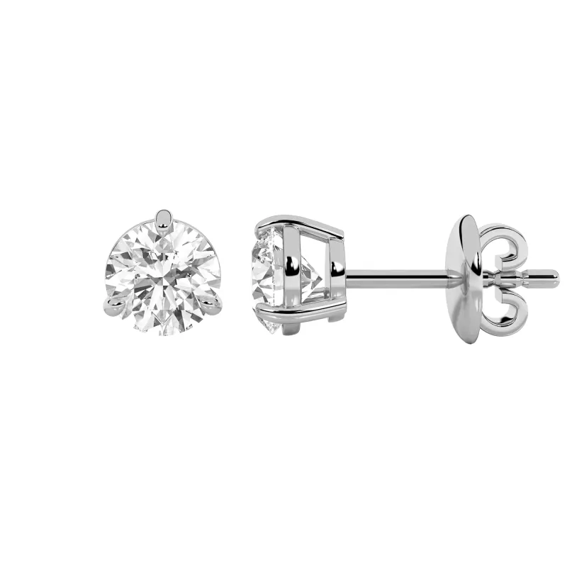 Round Shaped Lab Grown Diamond Classic Basket Set Stud Earrings in 14K Gold made by Zulily