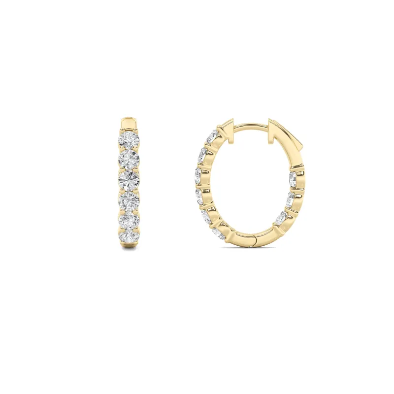 Round Shaped Lab Grown Diamond (F/VS) Inside Out Hoop Earrings in 14K Gold made by Zulily