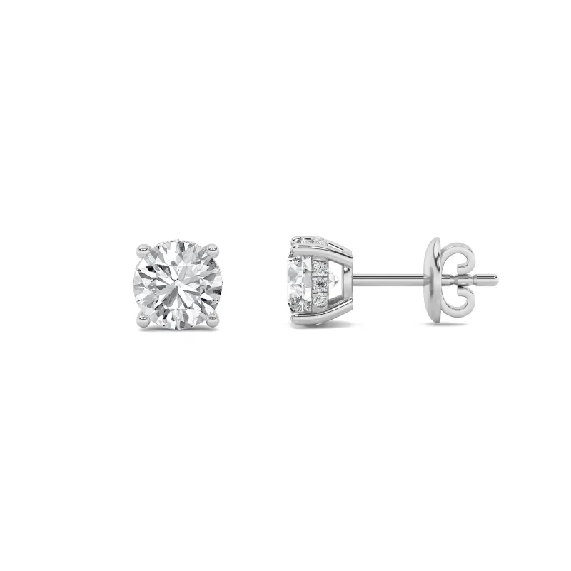 2Cttw Round Shaped Lab Grown Diamond (F/VS) HiddenHalo Stud Earrings in 14K Gold made by Zulily