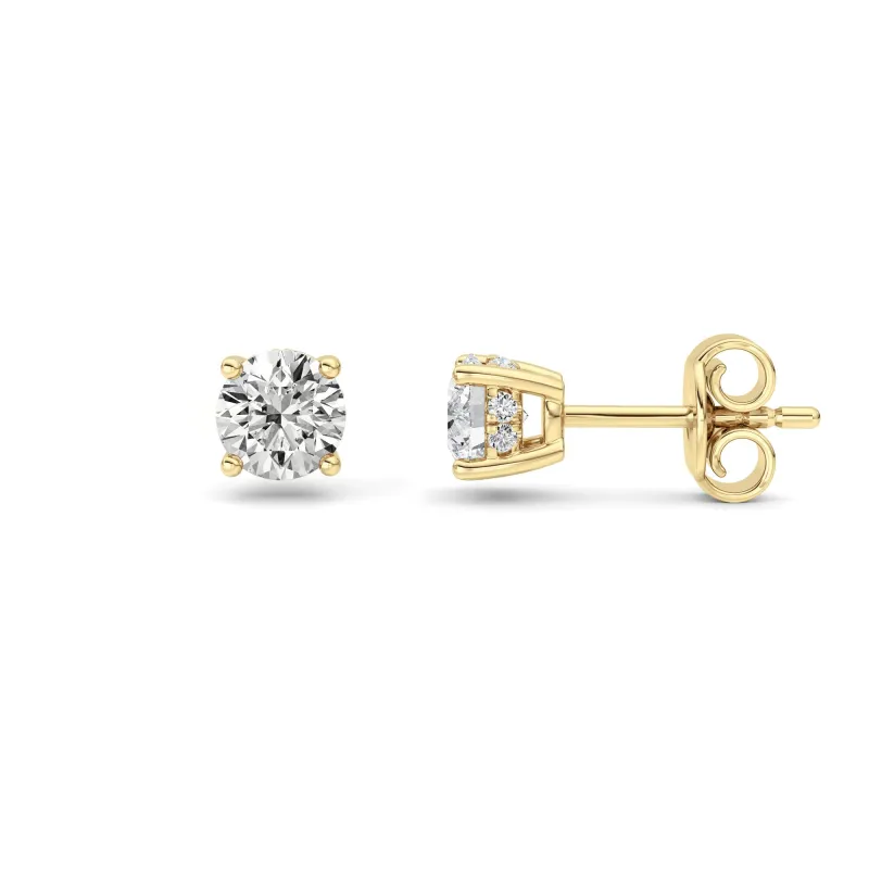 Round Shaped Lab Grown Diamond (F/VS) HiddenHalo Stud Earrings in 14K Gold made by Zulily