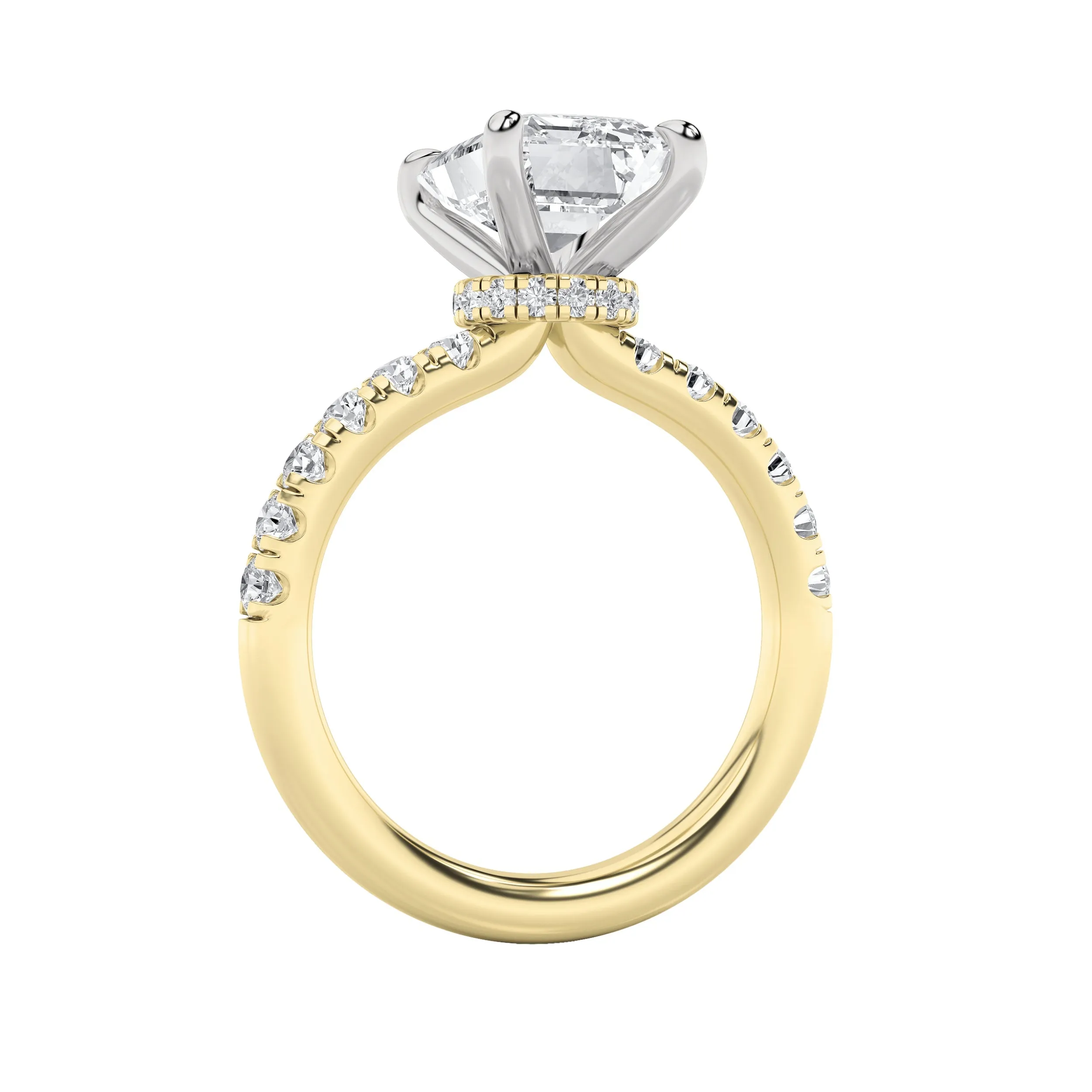 2 Ct Emerald (F/VVS) Lab Grown Diamond Prong 14K Yellow Gold Hidden Halo Accented Engagement Ring sold by Zulily product image thumbnail 5