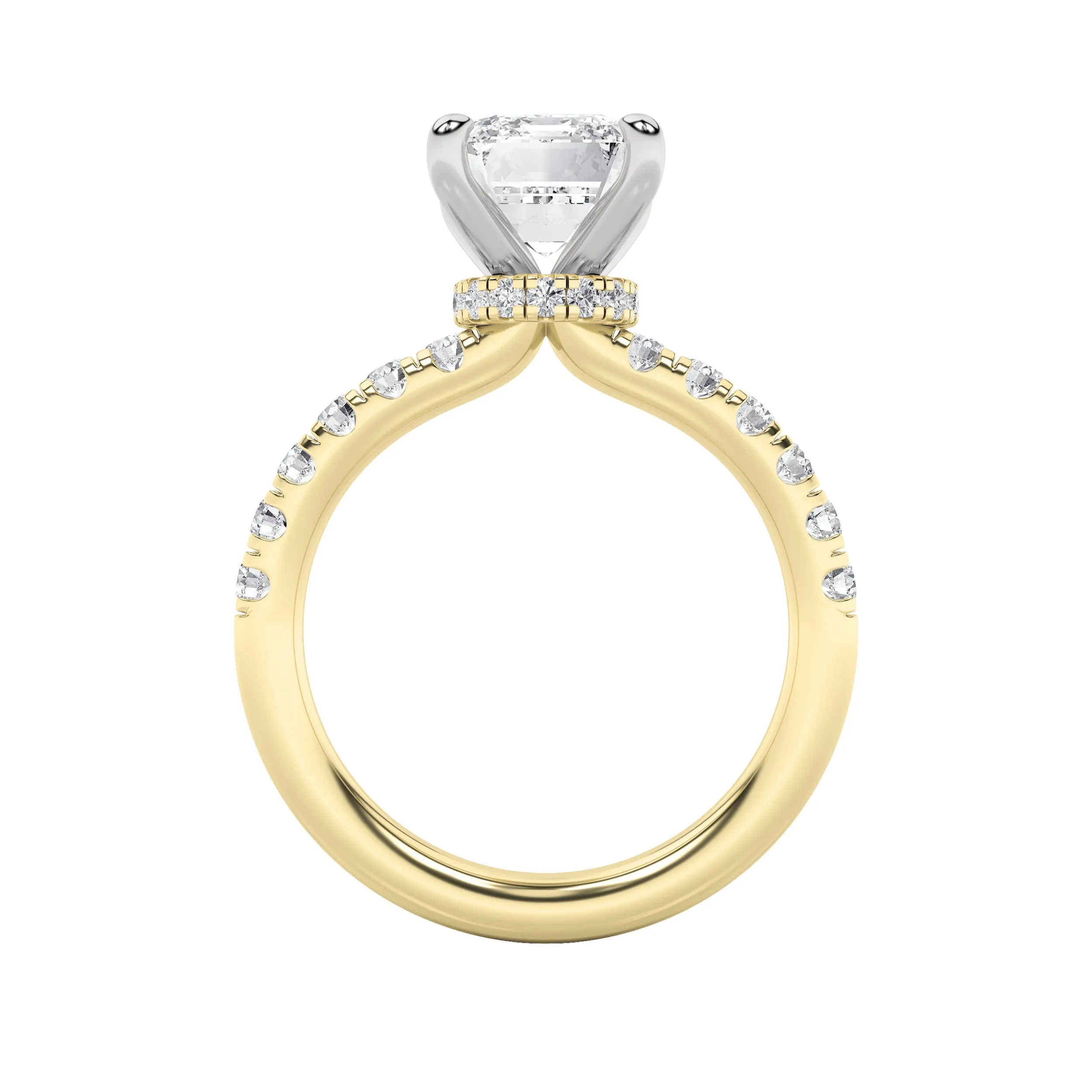 2 Ct Emerald (F/VVS) Lab Grown Diamond Prong 14K Yellow Gold Hidden Halo Accented Engagement Ring sold by Zulily product image thumbnail 4