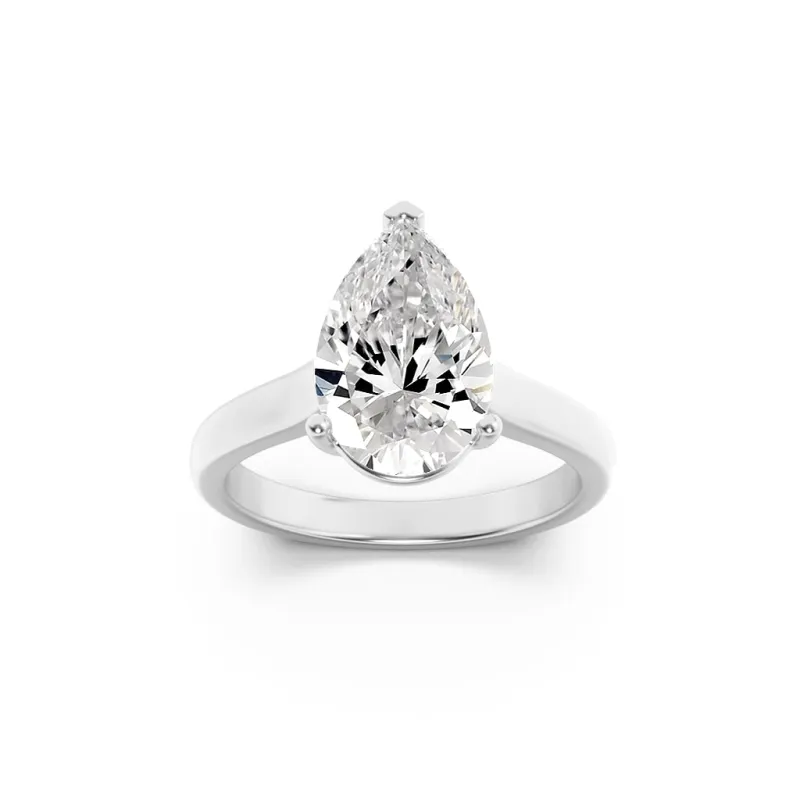 1Cttw Pear Shaped Lab Grown Diamond (F/VS) Plain Cathedral Trellis Shank Solitaire Engagement Ring in 14K Gold made by Zulily