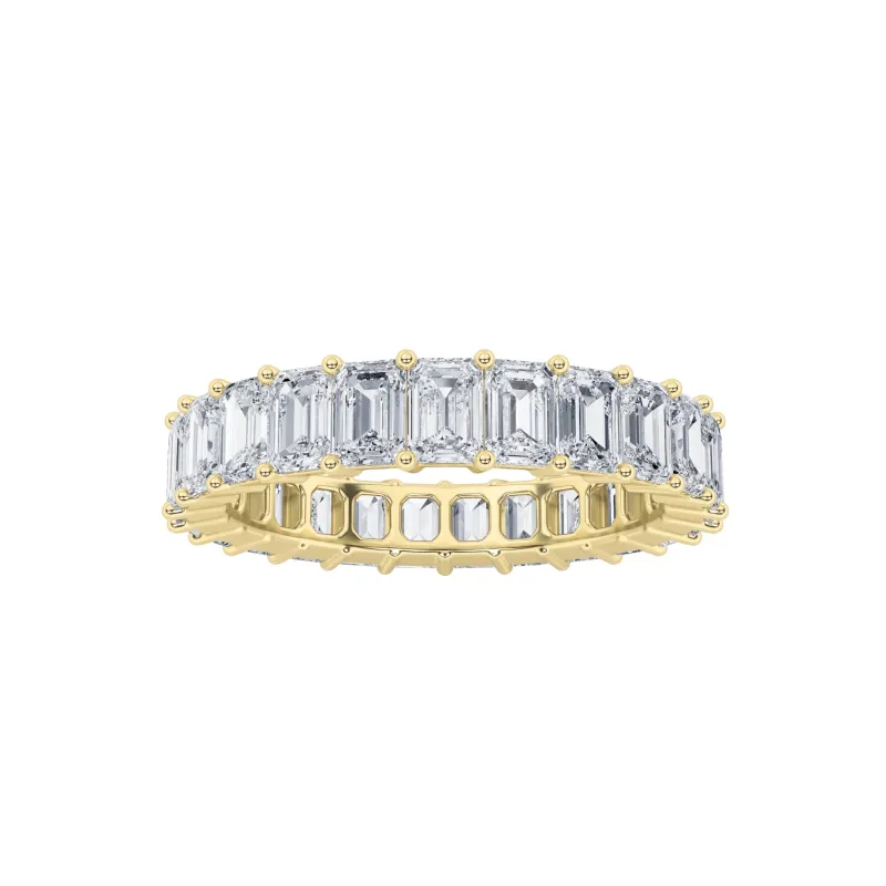 4.25Cttw Emerald Shaped Lab Grown Diamond Split Prong Eternity Ring in 14K Gold (F/VS) made by Zulily