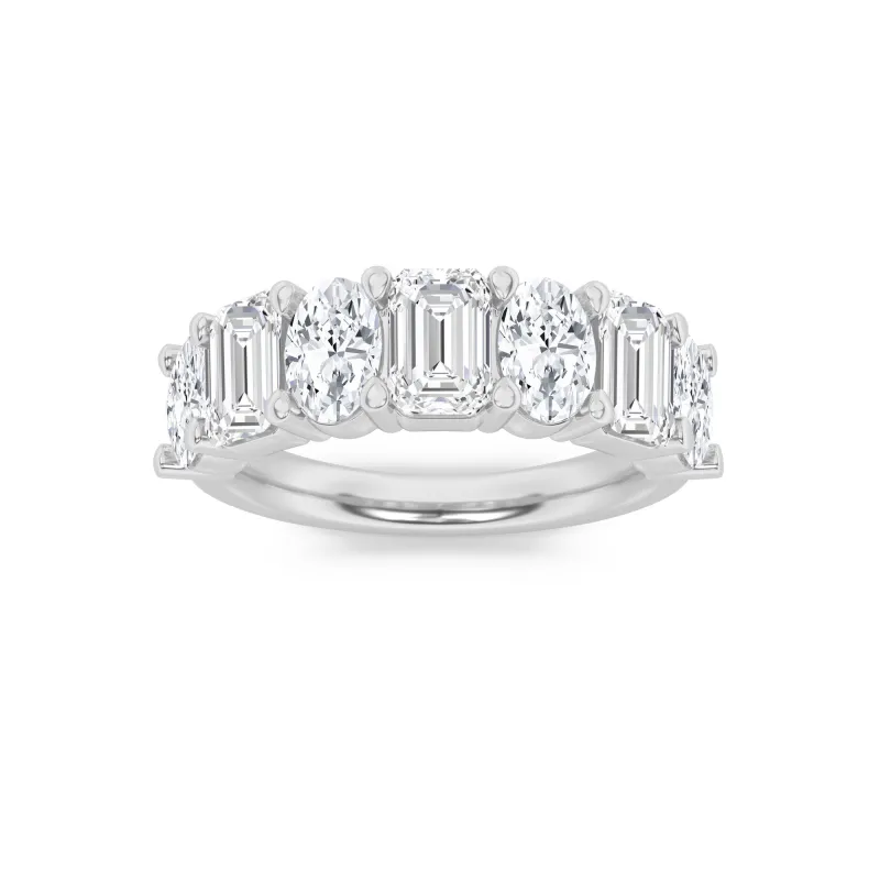 3Cttw Emerald Shaped Lab Grown Diamond (F/VS) Seven Stone Band Ring in 14K Gold made by Zulily