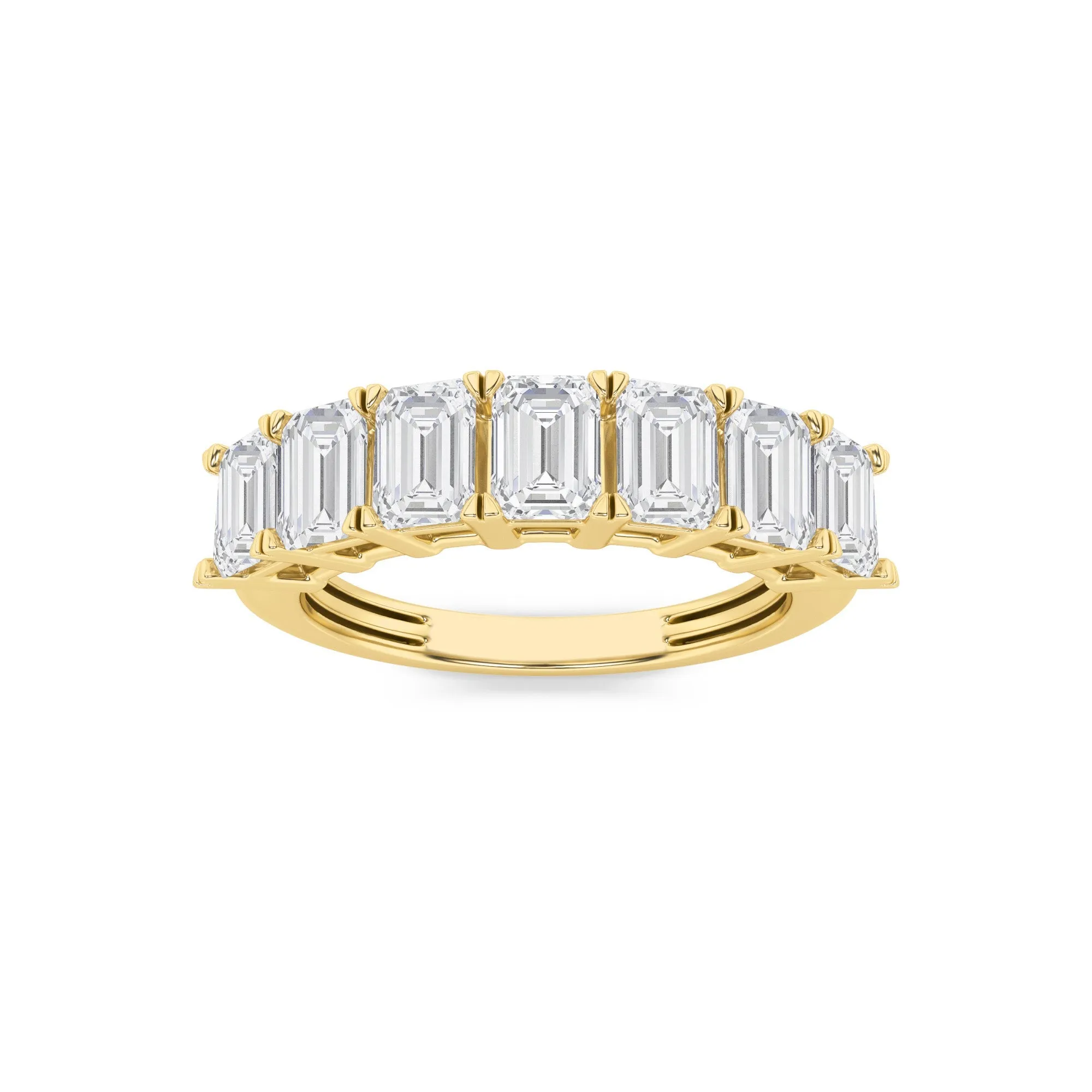 3Cttw Emerald Shaped Lab Grown Diamond (F/VS) Seven Stone Band Ring in 14K Gold sold by Zulily