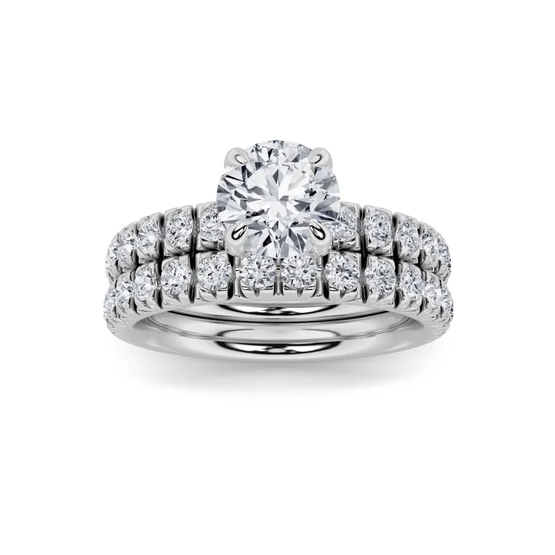 2Cttw Round Shaped Lab Grown Diamond (F/VS) Classic Accented Set With Band and Engagement Ring in 14K Gold made by Zulily