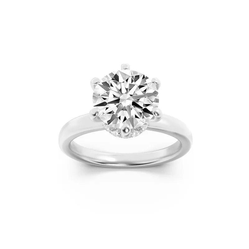 2Cttw Round Shaped Lab Grown Diamond (F/VS) Hidden Halo Plain Shank Engagement Ring in 14K Gold made by Zulily