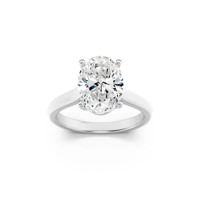 1.5Cttw Oval Shaped Lab Grown Diamond (F/VS) Plain Cathedral Trellis Shank Solitaire Engagement Ringin 14K Gold made by Zulily