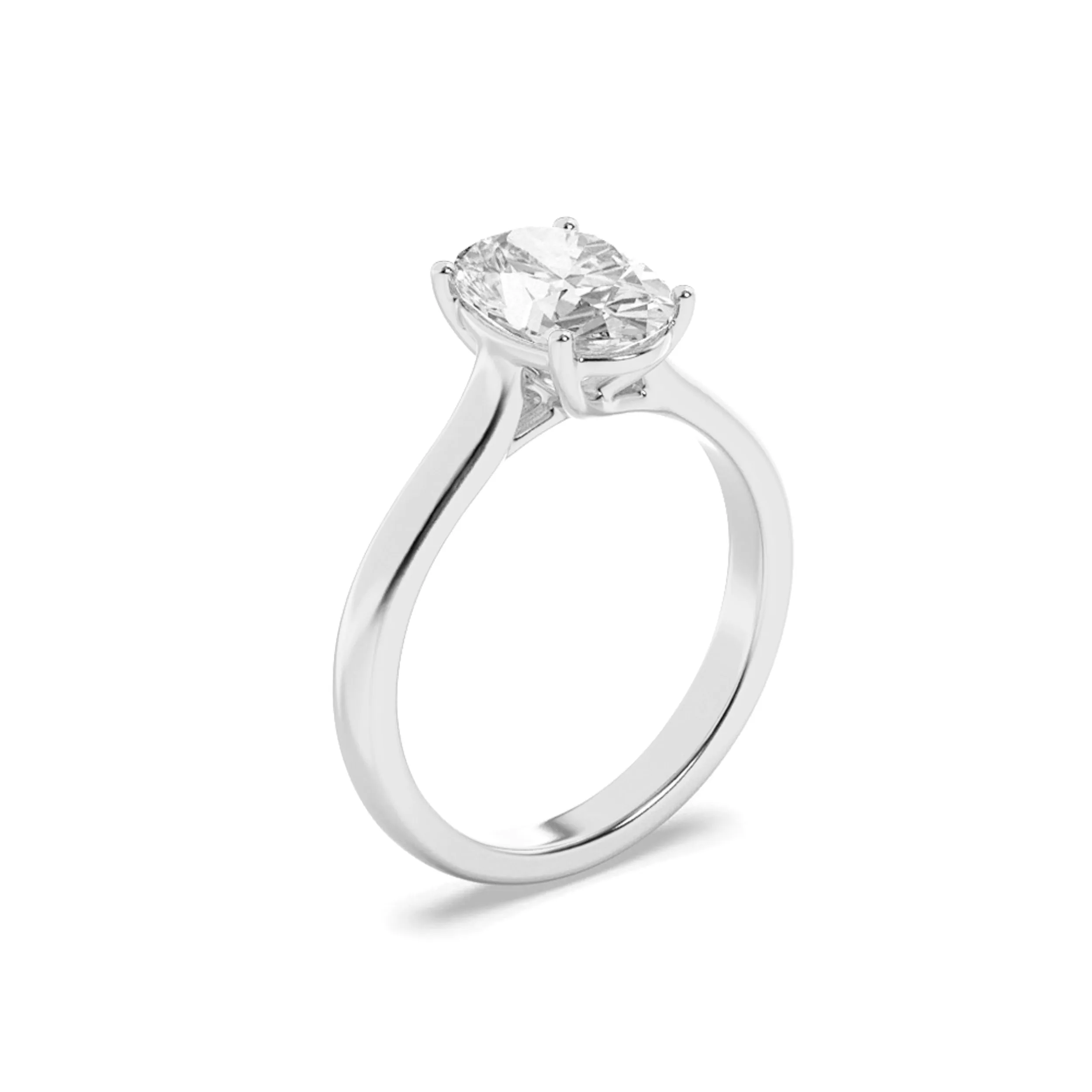 1.5Cttw Oval Shaped Lab Grown Diamond (F/VS) Plain Cathedral Trellis Shank Solitaire Engagement Ringin 14K Gold sold by Zulily product image thumbnail 3