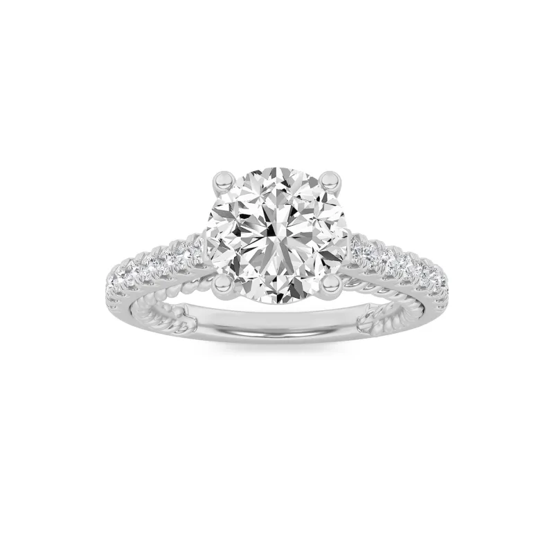 2Cttw Round Shaped Lab Grown Diamond (F/VS) Two Tone Accented Rope Design Engagement Ring in 14K Gold made by Zulily