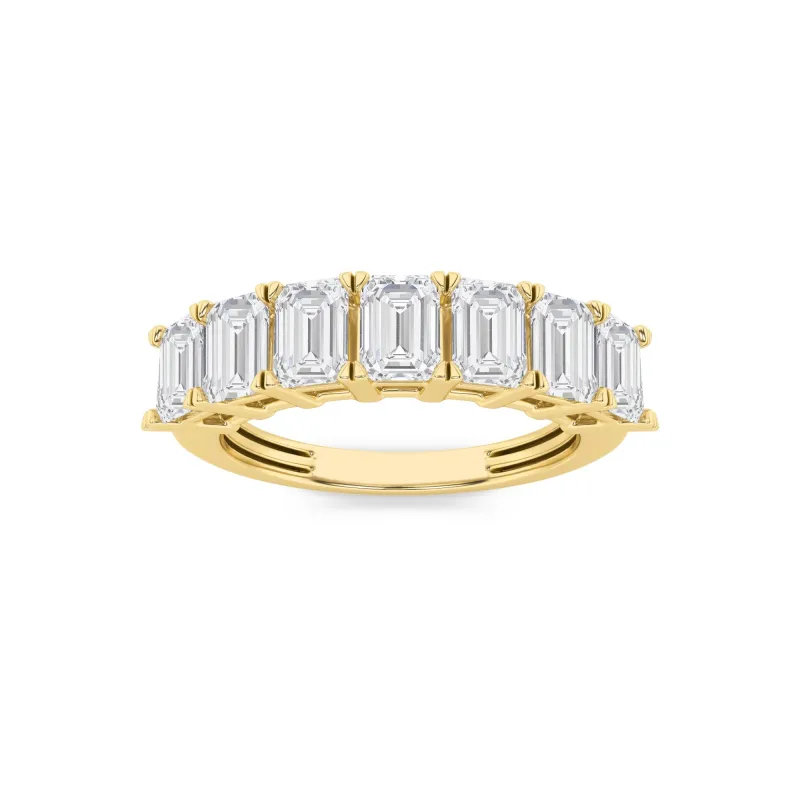 2Cttw Emerald Shaped Lab Grown Diamond (F/VS) Seven Stone Band Ring in 14K Gold made by Zulily