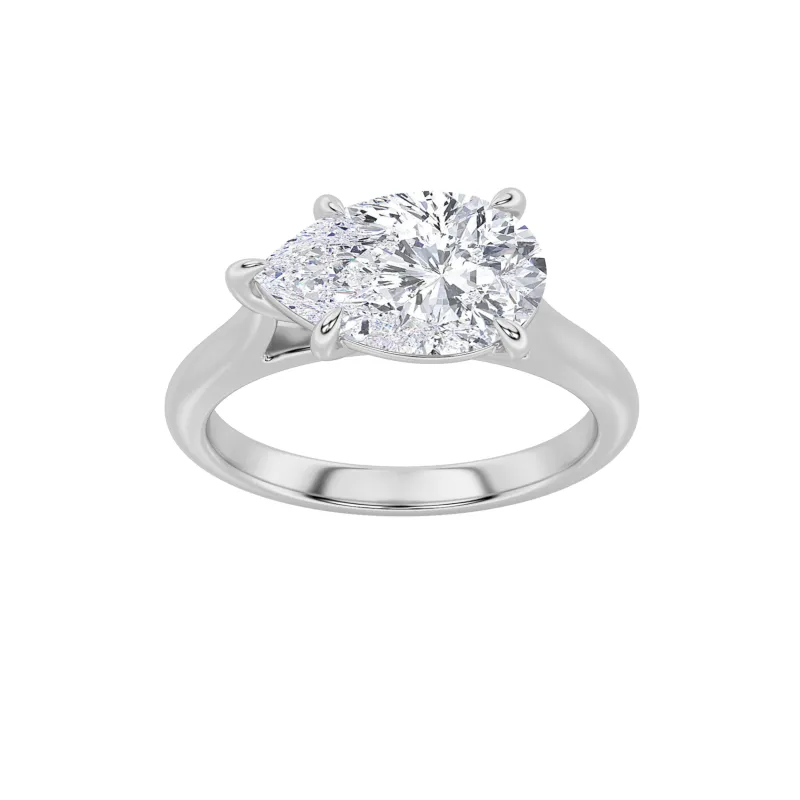 2Cttw Pear Shaped Lab Grown Diamond (F/VS) East West Accented Ring in 14K Gold made by Zulily