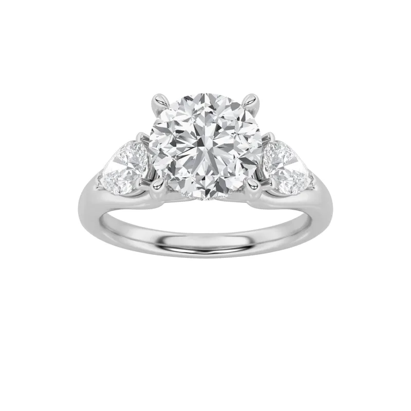 2Cttw Round Shaped Lab Grown Diamond (F/VS) Accented Three Stone Ring in 14K Gold made by Zulily