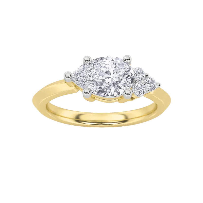 1Cttw Pear Shaped Lab Grown Diamond (F/VS) East West Fashion Ring in 14K Gold made by Zulily