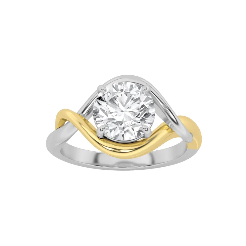 1.5Cttw Round Shaped Lab Grown Diamond (F/VS) Two-Tone Know Solitaire Engagement Ring in 14K Gold made by Zulily