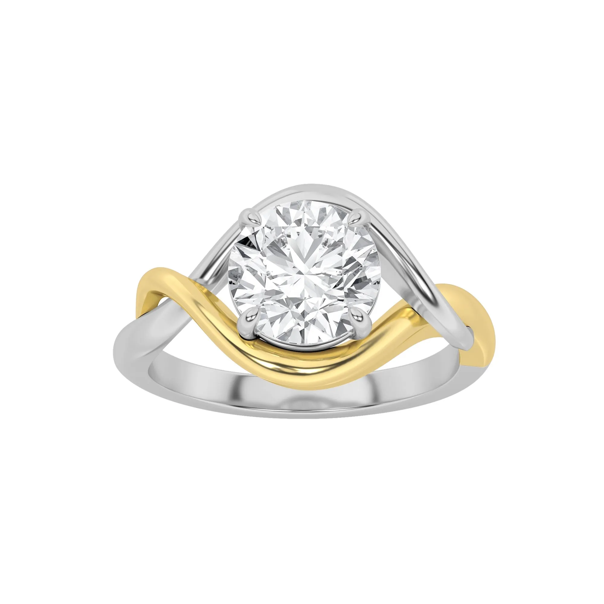 1.5Cttw Round Shaped Lab Grown Diamond (F/VS) Two-Tone Know Solitaire Engagement Ring in 14K Gold sold by Zulily