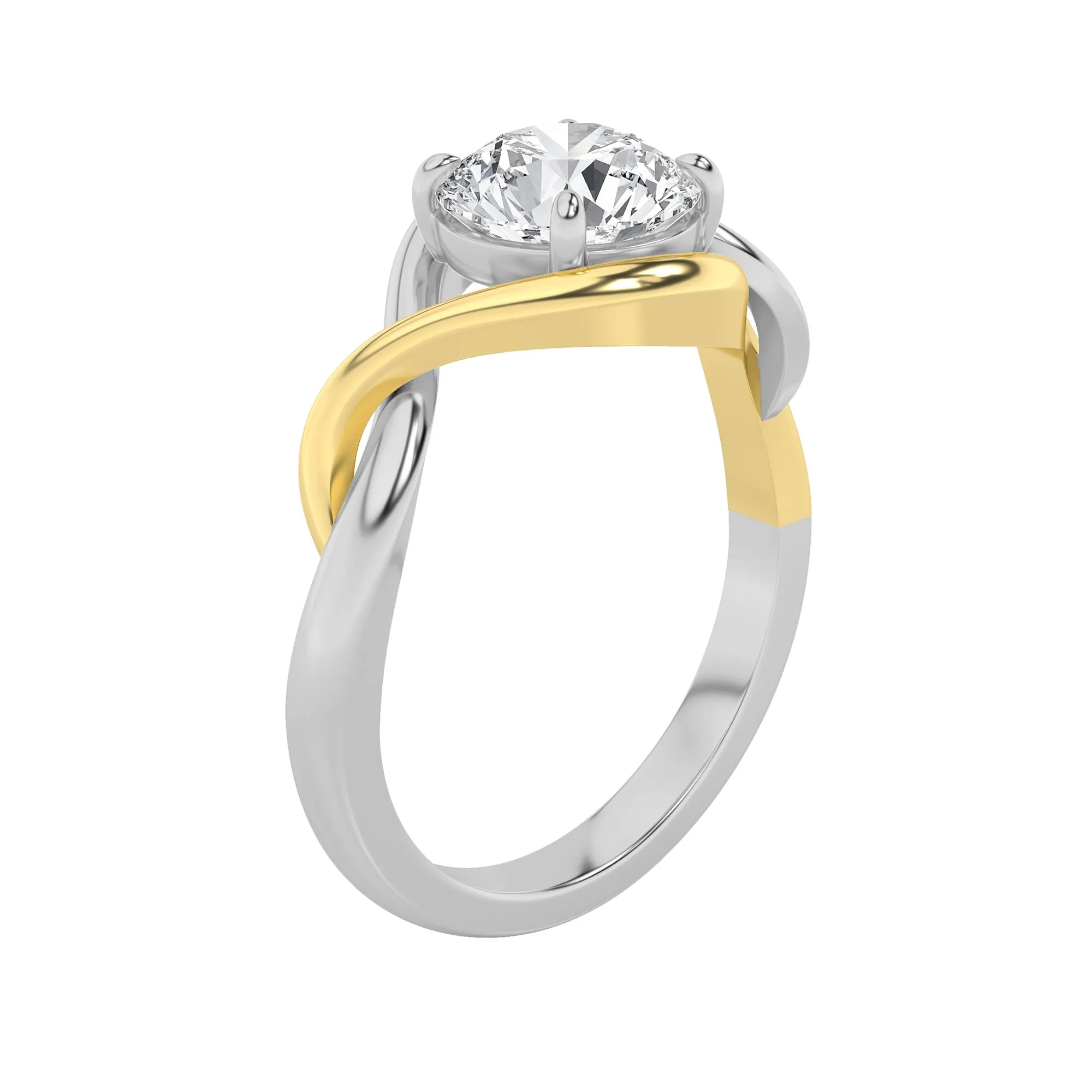 1.5Cttw Round Shaped Lab Grown Diamond (F/VS) Two-Tone Know Solitaire Engagement Ring in 14K Gold sold by Zulily product image thumbnail 3