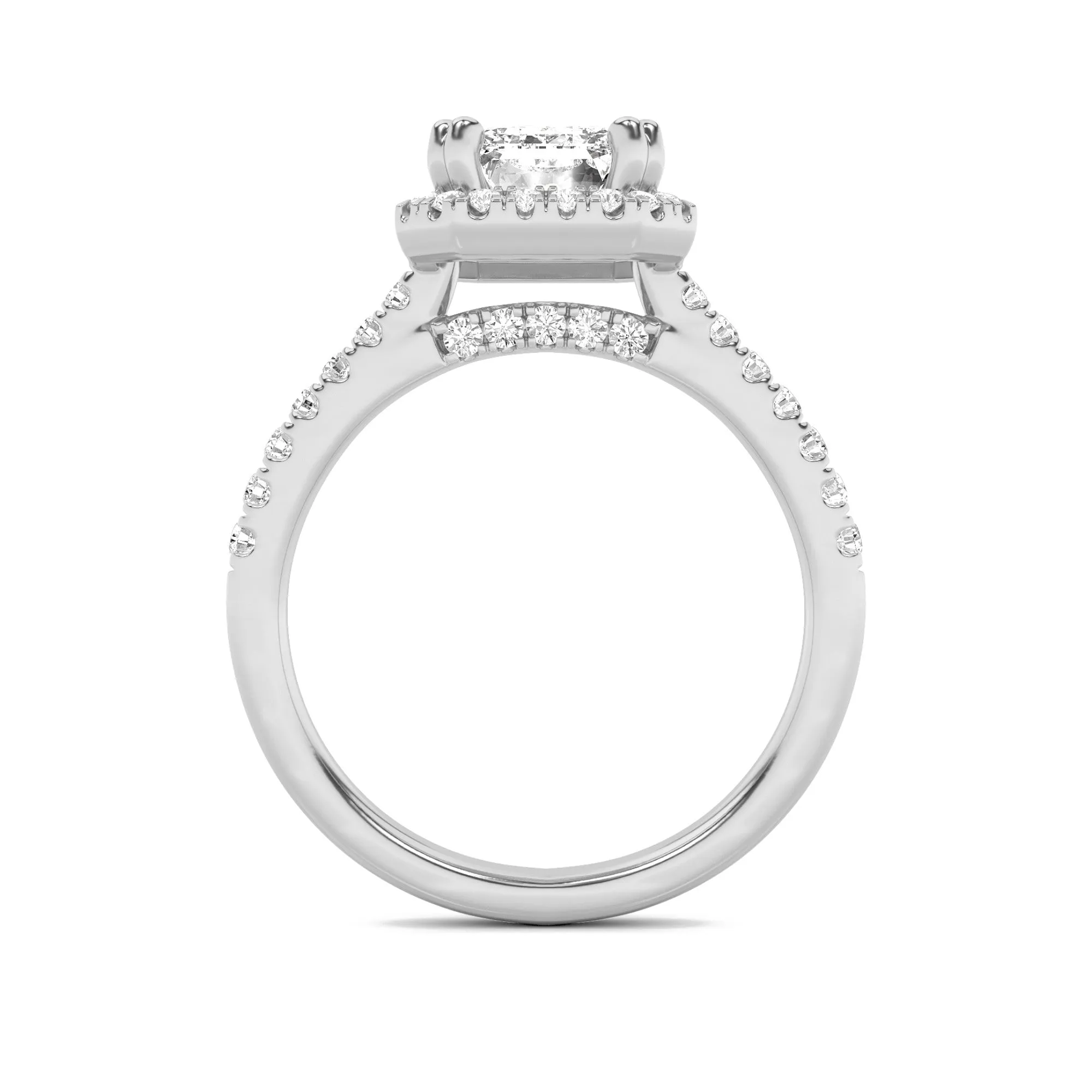 3Cttw Emerald Shaped Lab Grown Diamond (F/VS) Classic Halo Accented Engagement Ring in 14K Gold sold by Zulily product image thumbnail 4