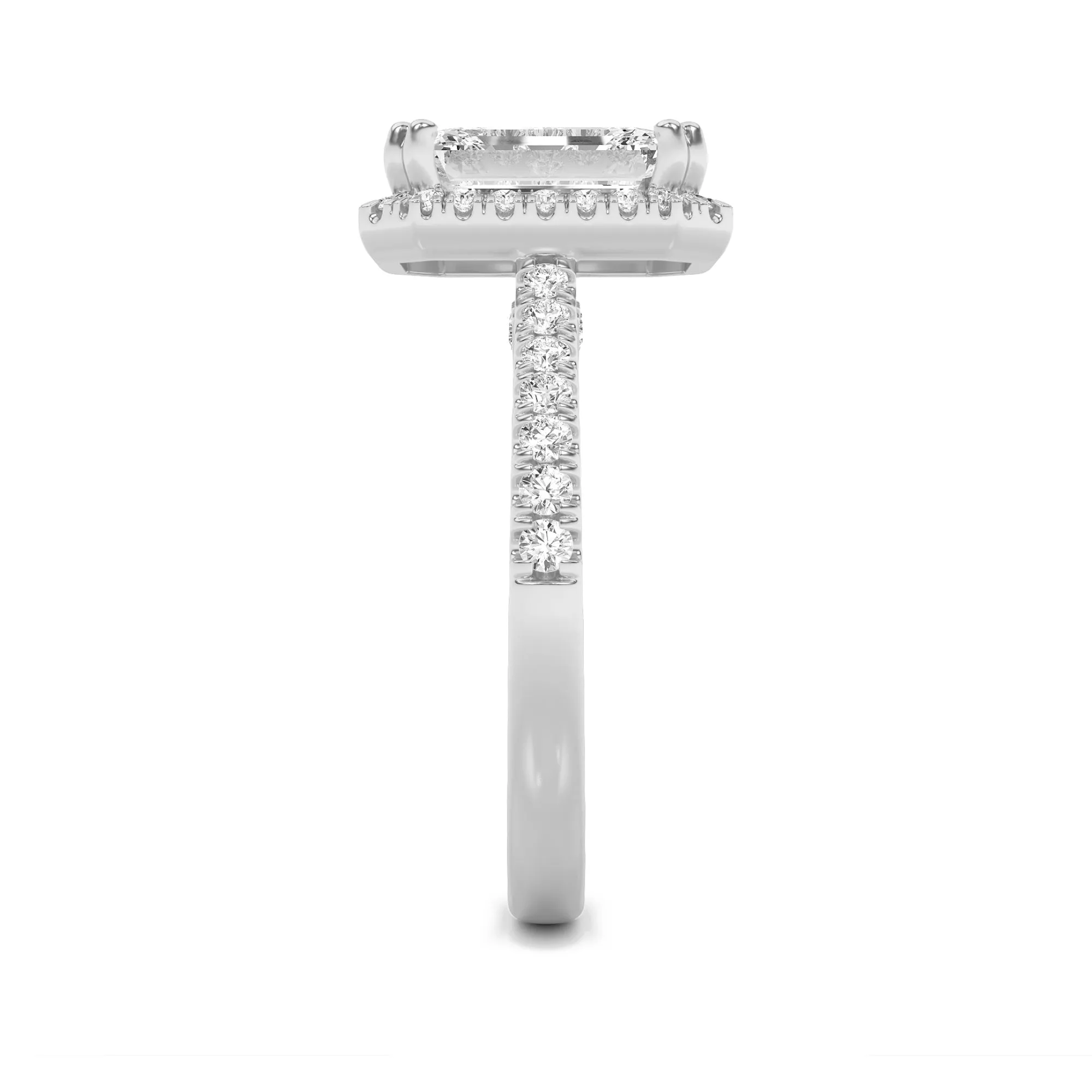 3Cttw Emerald Shaped Lab Grown Diamond (F/VS) Classic Halo Accented Engagement Ring in 14K Gold sold by Zulily product image thumbnail 5