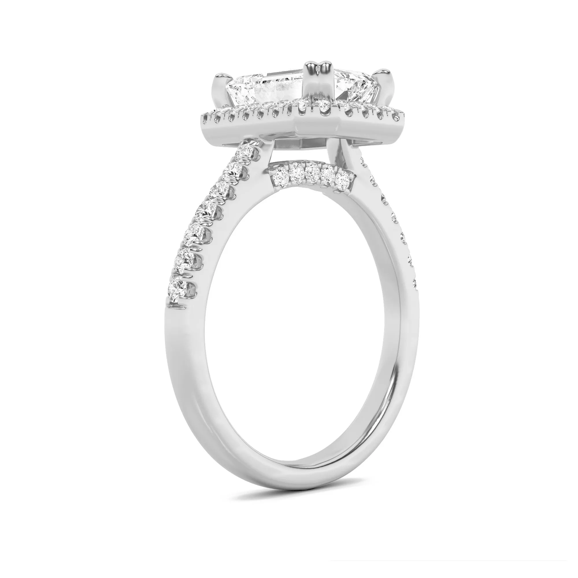 3Cttw Emerald Shaped Lab Grown Diamond (F/VS) Classic Halo Accented Engagement Ring in 14K Gold sold by Zulily product image thumbnail 3