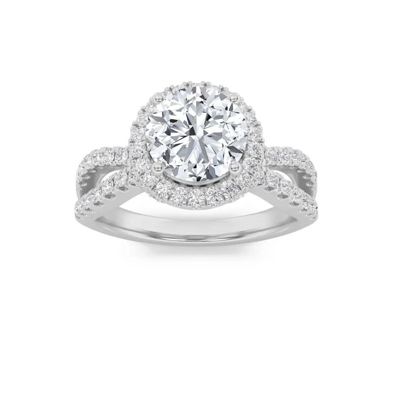 2Cttw Round Shaped Lab Grown Diamond (F/VS) Split Shank Halo Accented Engagement Ring in 14K Gold made by Zulily