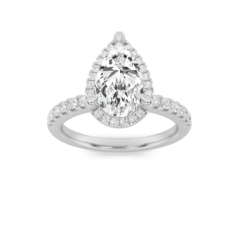 2Cttw Pear Shaped Lab Grown Diamond (F/VS) Halo Accented Engagement Ring in 14K Gold made by Zulily