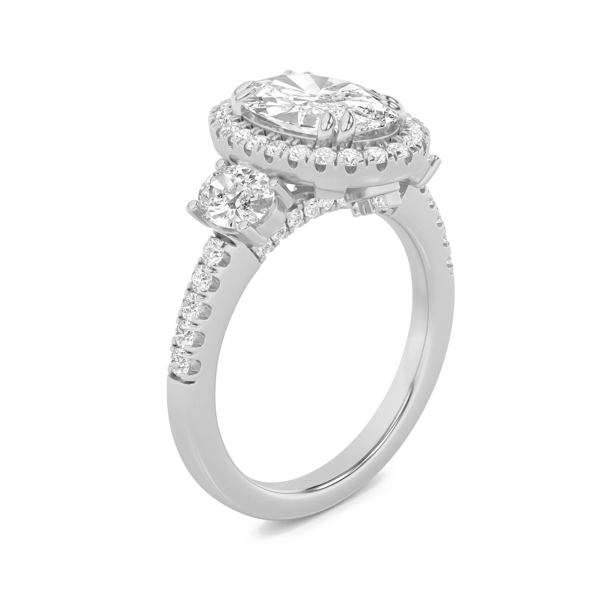 3Cttw Oval Shaped Lab Grown Diamond (G/VS) Three Stone Accented Engagement Ring in 14K Gold sold by Zulily product image thumbnail 3